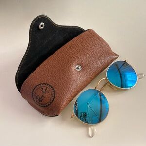 Ray-Ban 3447 Matte Gold Sunglasses with Blue Lenses